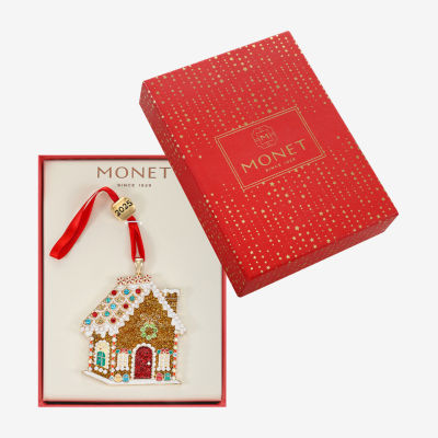 Monet Jewelry Gold Tone Gingerbread House Christmas Ornament