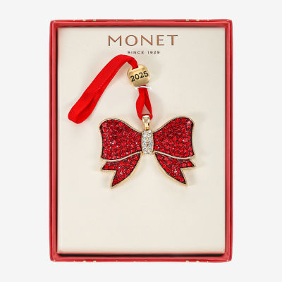 Monet Jewelry Gold Tone Red Christmas Ornament