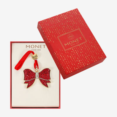 Monet Jewelry Gold Tone Red Christmas Ornament