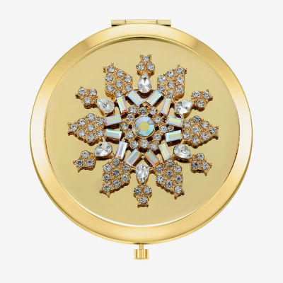 Monet Jewelry Gold Tone Clear Gold Tone Snowflake Compact Mirror