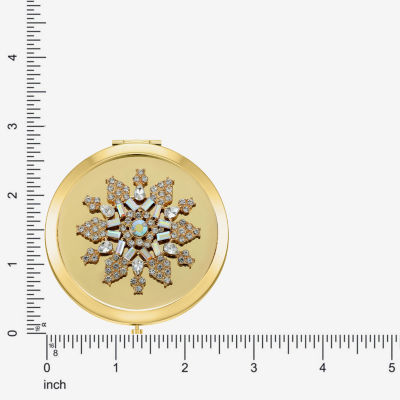 Monet Jewelry Gold Tone Clear Gold Tone Snowflake Compact Mirror