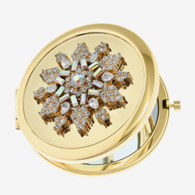 Monet Jewelry Gold Tone Clear Gold Tone Snowflake Compact Mirror