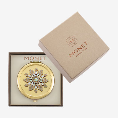 Monet Jewelry Gold Tone Clear Gold Tone Snowflake Compact Mirror