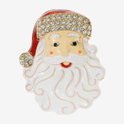 Monet Jewelry Gold Tone Santa Glass Pin