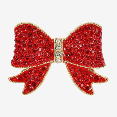 Monet Jewelry Gold Tone Red Glass Pin