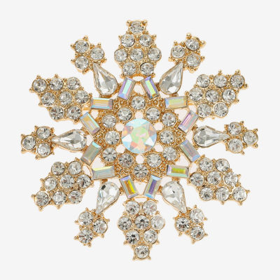 Monet Jewelry Gold Tone Glass Pin