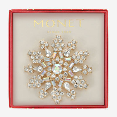 Monet Jewelry Gold Tone Glass Pin