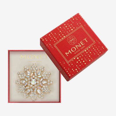 Monet Jewelry Gold Tone Glass Pin