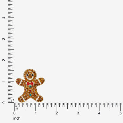 Monet Jewelry Gold Tone Gingerbread Man Multi Color Glass Pin