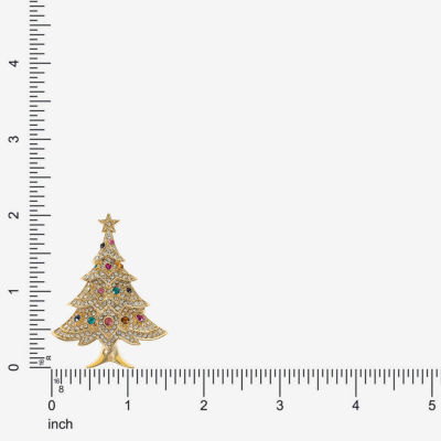 Monet Jewelry Gold Tone Christmas Tree Multi Color Glass Pin