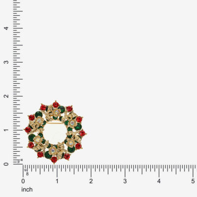Monet Jewelry Gold Tone Wreath Multi Color Glass Pin