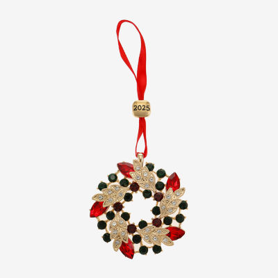 Monet Jewelry Gold Tone Wreath Christmas Ornament