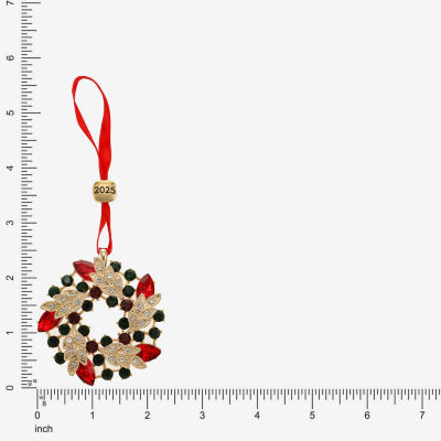 Monet Jewelry Gold Tone Wreath Christmas Ornament