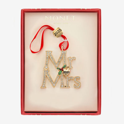 Monet Jewelry Gold Tone Mr & Mrs Christmas Ornament