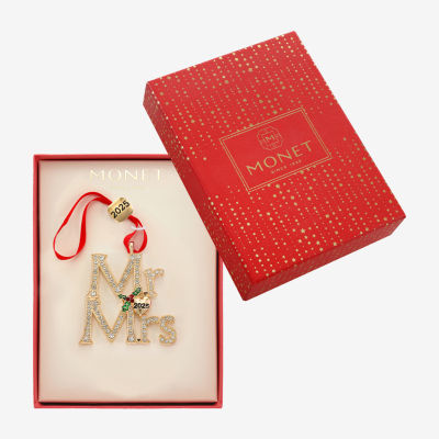 Monet Jewelry Gold Tone Mr & Mrs Christmas Ornament