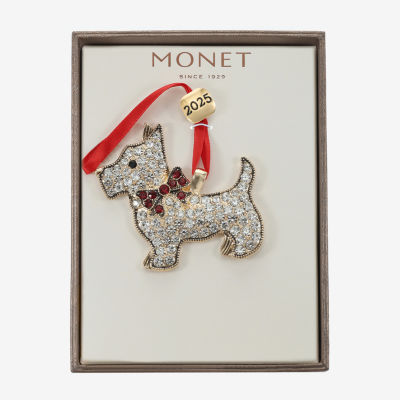 Monet Jewelry Gold Tone Scottie Dog Christmas Ornament