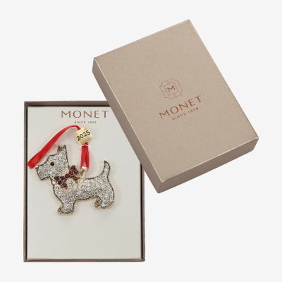 Monet Jewelry Gold Tone Scottie Dog Christmas Ornament