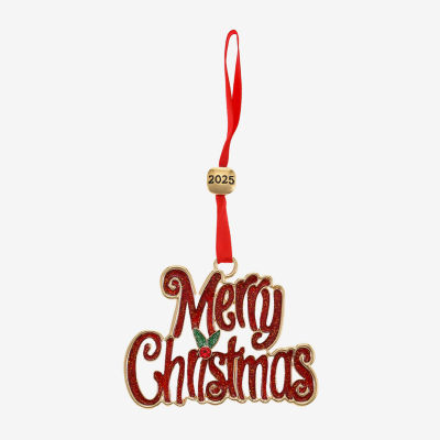 Monet Jewelry Gold Tone &Red Merry Christmas Christmas Ornament
