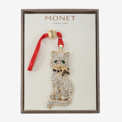 Monet Jewelry Gold Tone Cat Christmas Ornament
