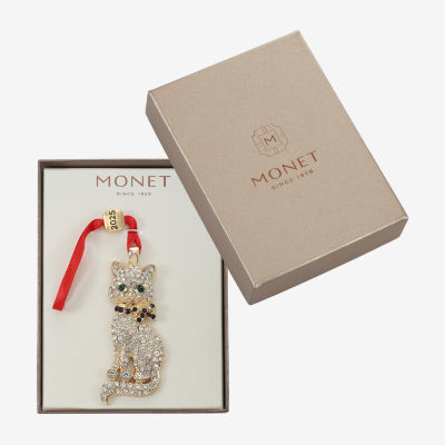 Monet Jewelry Gold Tone Cat Christmas Ornament