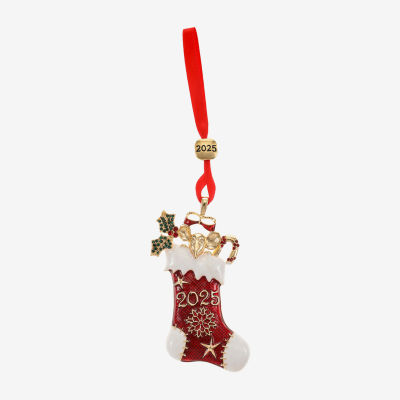 Monet Jewelry Gold Tone Red Stocking Christmas Ornament