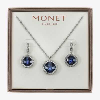 Monet Jewelry Pendant Necklace & Drop Earring Womens Glass Cushion 2-pc. Jewelry Set