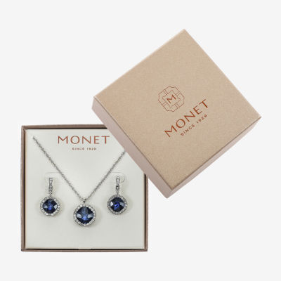 Monet Jewelry Pendant Necklace & Drop Earring Womens Glass Cushion 2-pc. Jewelry Set