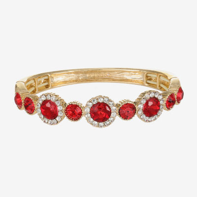 Monet Jewelry Halo Stretch Womens Glass Round Bangle Bracelet
