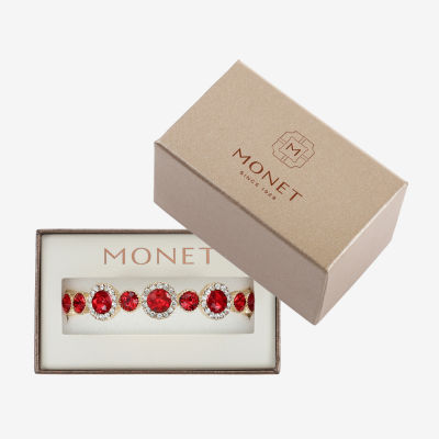 Monet Jewelry Halo Stretch Womens Glass Round Bangle Bracelet