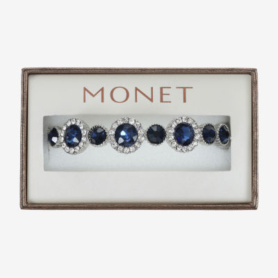 Monet Jewelry Halo Stretch Womens Glass Round Bangle Bracelet