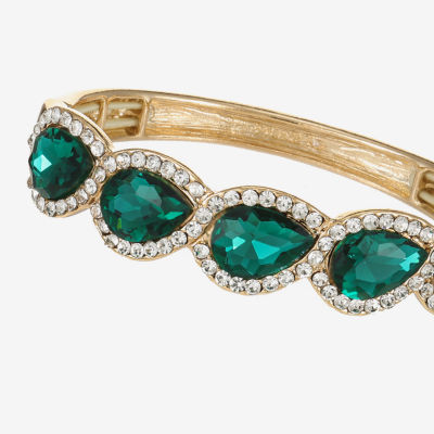 Monet Jewelry Gold Tone Halo Stretch Womens Glass Bangle Bracelet