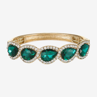 Monet Jewelry Gold Tone Halo Stretch Womens Glass Bangle Bracelet