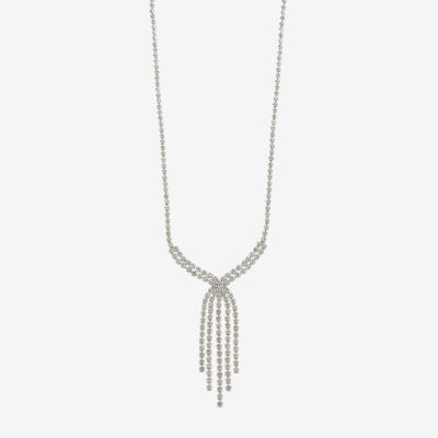 Monet Jewelry Timeless Silver Tone Tassel Womens Glass 17 Inch Y Necklace