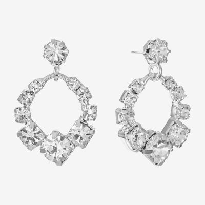 Monet Jewelry Timeless Silver Tone Womens Glass Round Hypoallergenic Drop Earrings
