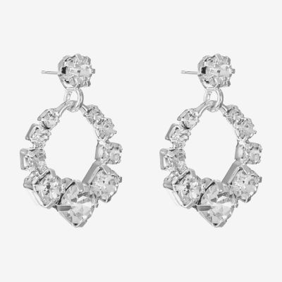 Monet Jewelry Timeless Silver Tone Womens Glass Round Hypoallergenic Drop Earrings