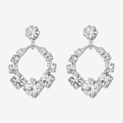 Monet Jewelry Timeless Silver Tone Womens Glass Round Hypoallergenic Drop Earrings