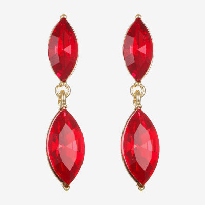 Monet Jewelry Gold Tone Double Womens Glass Marquise Hypoallergenic Drop Earrings