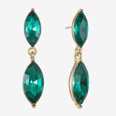 Monet Jewelry Gold Tone Double Womens Glass Marquise Hypoallergenic Drop Earrings