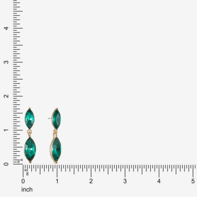 Monet Jewelry Gold Tone Double Womens Glass Marquise Hypoallergenic Drop Earrings