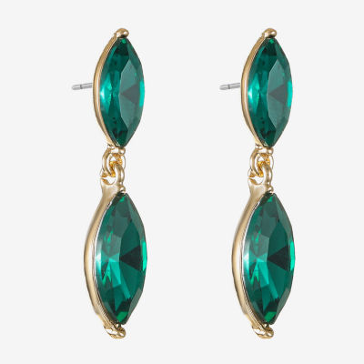 Monet Jewelry Gold Tone Double Womens Glass Marquise Hypoallergenic Drop Earrings