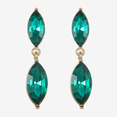 Monet Jewelry Gold Tone Double Womens Glass Marquise Hypoallergenic Drop Earrings