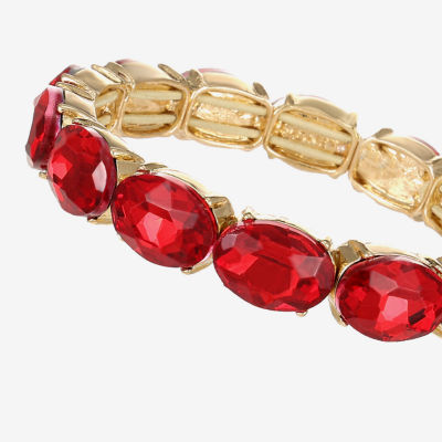 Monet Jewelry Gold Tone Womens Glass Oval Stretch Bracelet