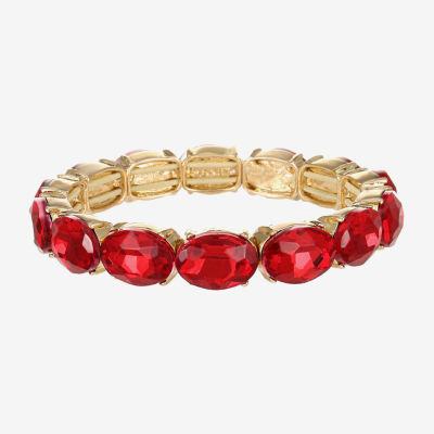 Monet Jewelry Gold Tone Womens Glass Oval Stretch Bracelet