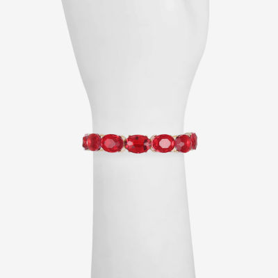 Monet Jewelry Gold Tone Womens Glass Oval Stretch Bracelet