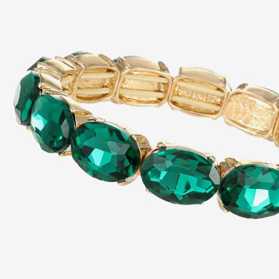 Monet Jewelry Gold Tone Womens Glass Oval Stretch Bracelet
