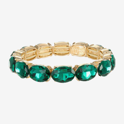 Monet Jewelry Gold Tone Womens Glass Oval Stretch Bracelet