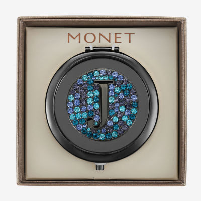 Monet Jewelry Initial Gray Round Compact Mirror