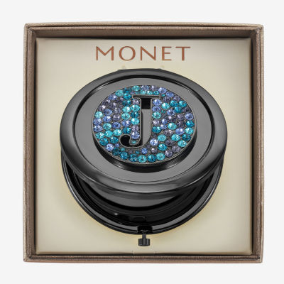 Monet Jewelry Initial Gray Round Compact Mirror