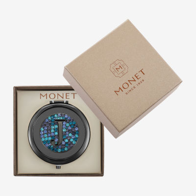 Monet Jewelry Initial Gray Round Compact Mirror