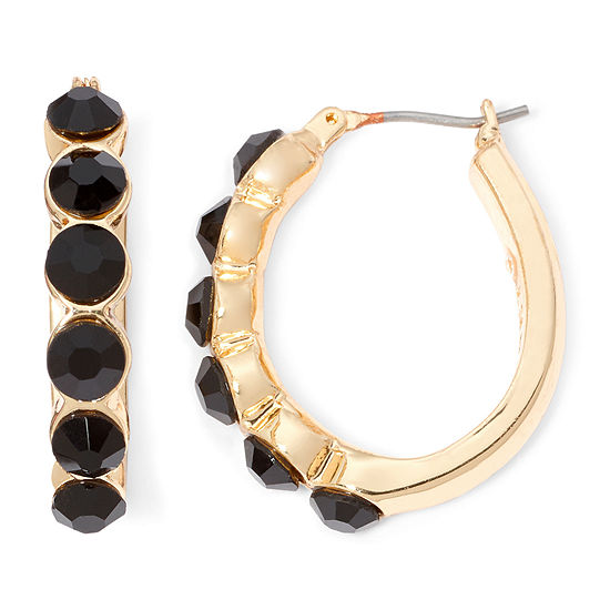 Monet® Gold-Tone Black Hoop Earrings